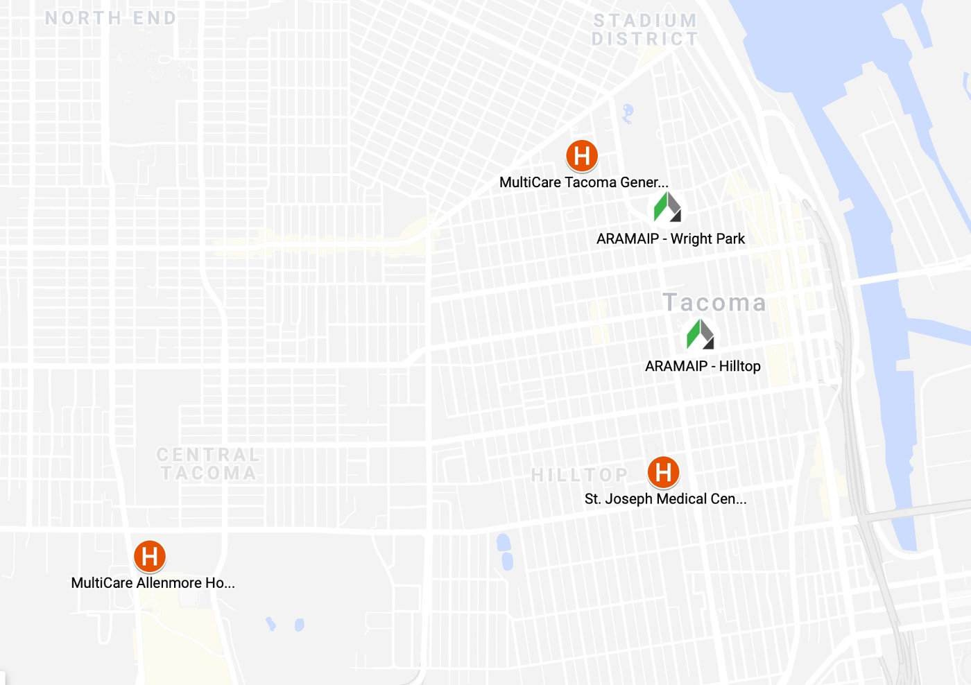 Map of downtown Tacoma